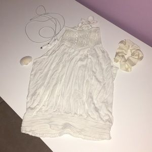 White high neck tank top